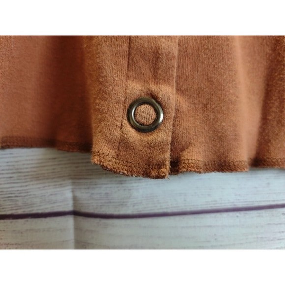 Gilded Intent Burnt Orange V-Neck Button Front Cardigan, 100% Cotton, Size Large - Picture 3 of 6